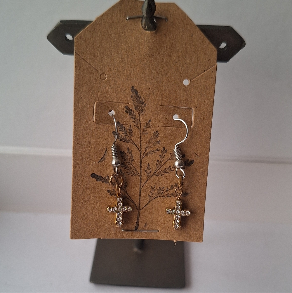 Elegant Gold Cross Earrings